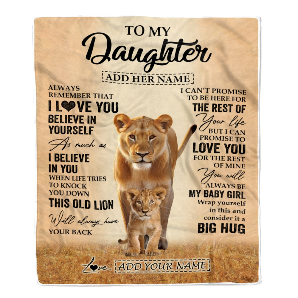 Personalized To My Daughter Gifts Blanket From Mom Mother Always Remember Lion Gifts For Daughter Birthday Graduation Christmas Custom Fleece Throw Blanket | teecentury