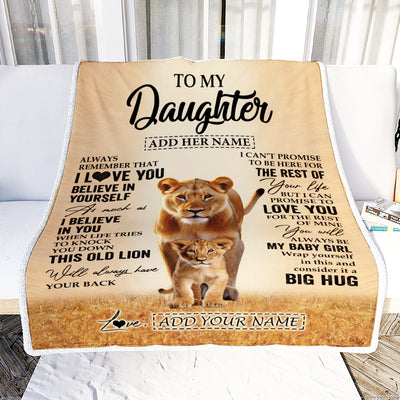 Personalized To My Daughter Gifts Blanket From Mom Mother Always Remember Lion Gifts For Daughter Birthday Graduation Christmas Custom Fleece Throw Blanket | teecentury
