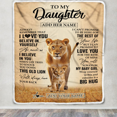Personalized To My Daughter Gifts Blanket From Mom Mother Always Remember Lion Gifts For Daughter Birthday Graduation Christmas Custom Fleece Throw Blanket | teecentury