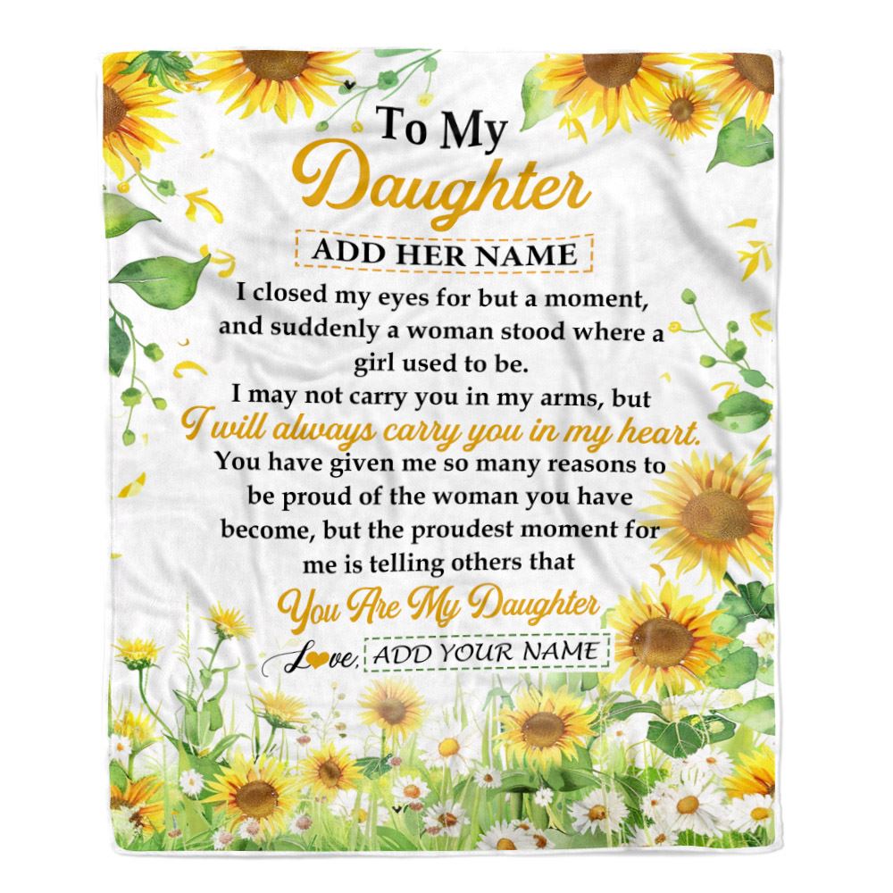 Personalized To My Daughter Gifts Blanket From Mom Mother Dad I Closed My Eyes Sunflower Best Daughter Birthday Gifts Christmas Customized Fleece Blanket | teecentury