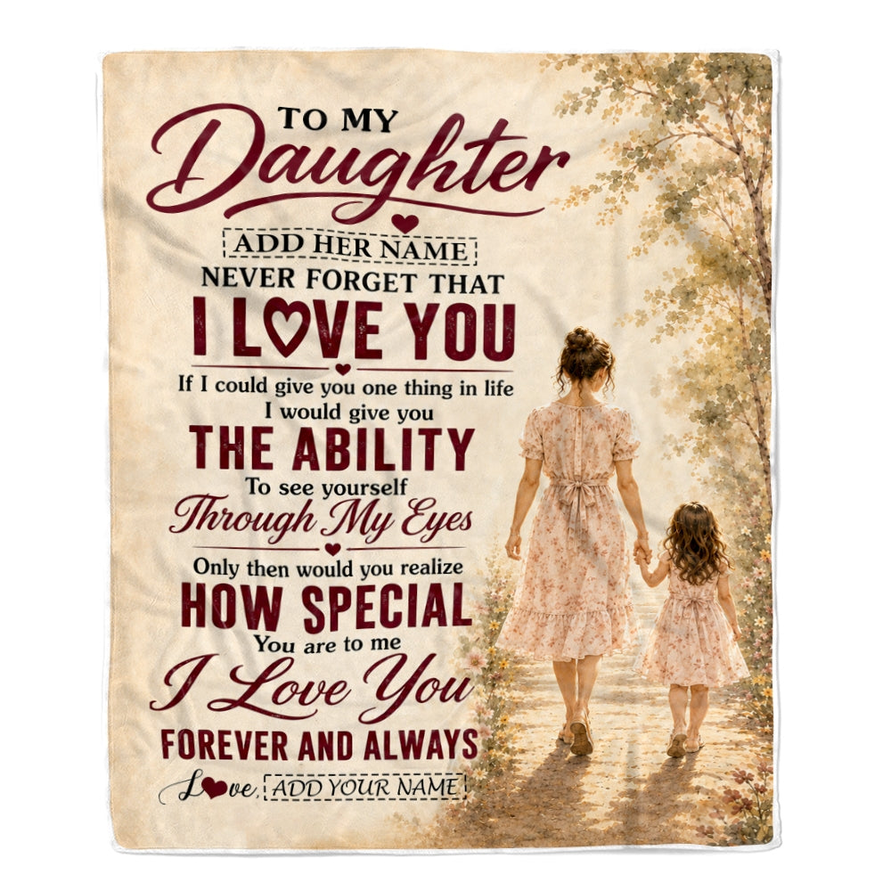 Personalized To My Daughter Gifts Blanket From Mom Mother Daughter Holding Hands Letter Birthday Gift Graduation Christmas Customized Bed Fleece Throw Blanket | teecentury