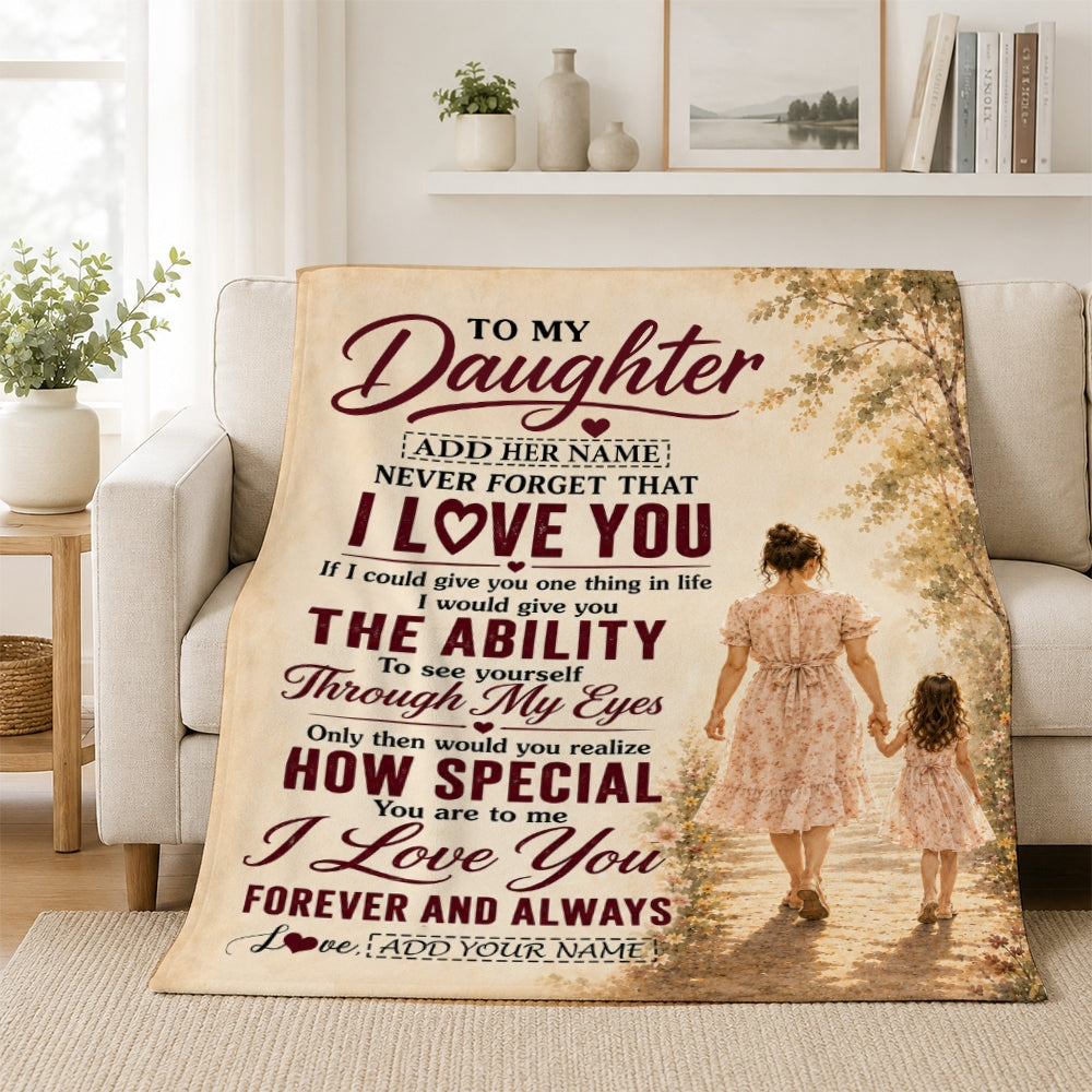 Personalized To My Daughter Gifts Blanket From Mom Mother Daughter Holding Hands Letter Birthday Gift Graduation Christmas Customized Bed Fleece Throw Blanket | teecentury