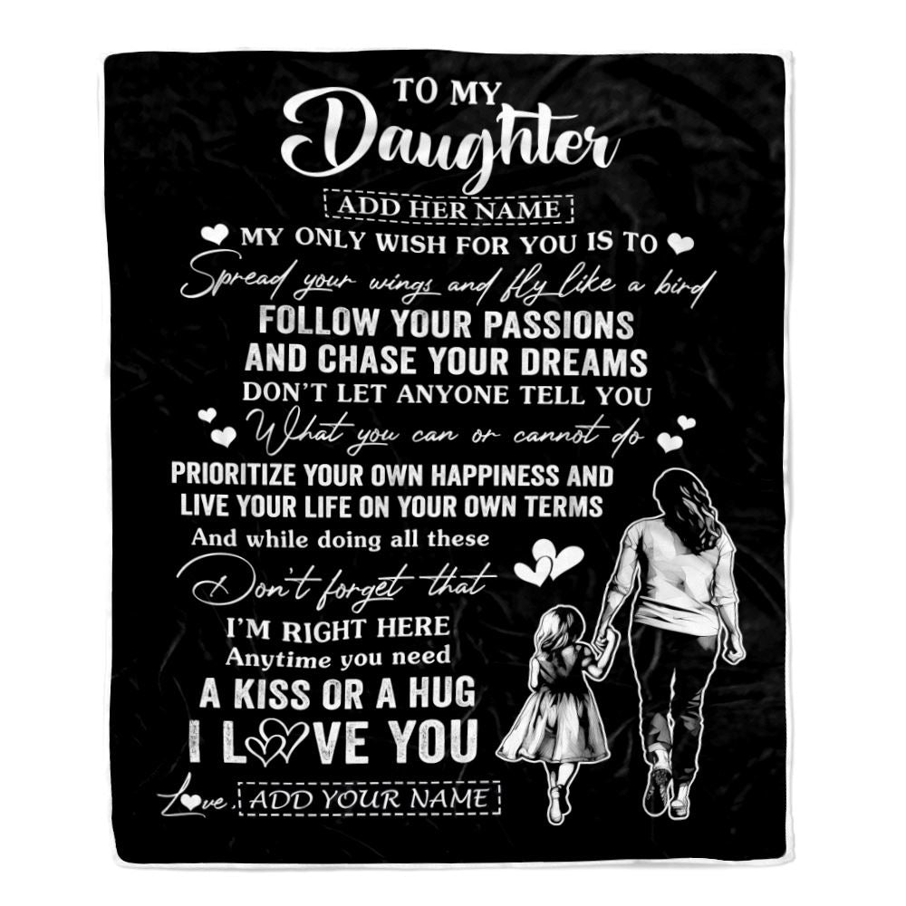 Personalized To My Daughter Gifts Blanket From Mom Mother My Only Wish For You Daughter Birthday Gifts Graduation Christmas Customized Fleece Throw Blanket | teecentury