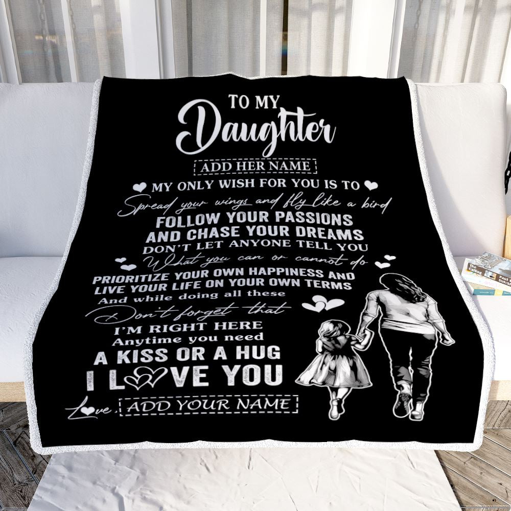 Personalized To My Daughter Gifts Blanket From Mom Mother My Only Wish For You Daughter Birthday Gifts Graduation Christmas Customized Fleece Throw Blanket | teecentury