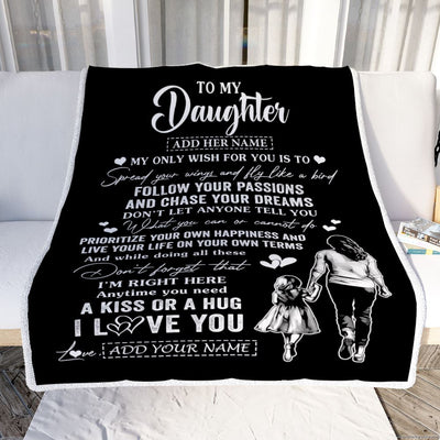 Personalized To My Daughter Gifts Blanket From Mom Mother My Only Wish For You Daughter Birthday Gifts Graduation Christmas Customized Fleece Throw Blanket | teecentury