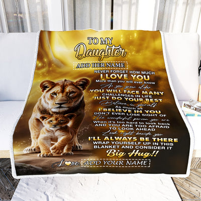 Personalized To My Daughter Gifts Blanket From Mom Mother Never Forget How Much I Love You Lion Daughter Birthday Gifts Christmas Customized Fleece Blanket | teecentury