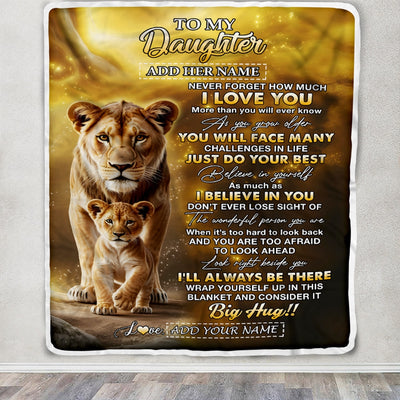 Personalized To My Daughter Gifts Blanket From Mom Mother Never Forget How Much I Love You Lion Daughter Birthday Gifts Christmas Customized Fleece Blanket | teecentury