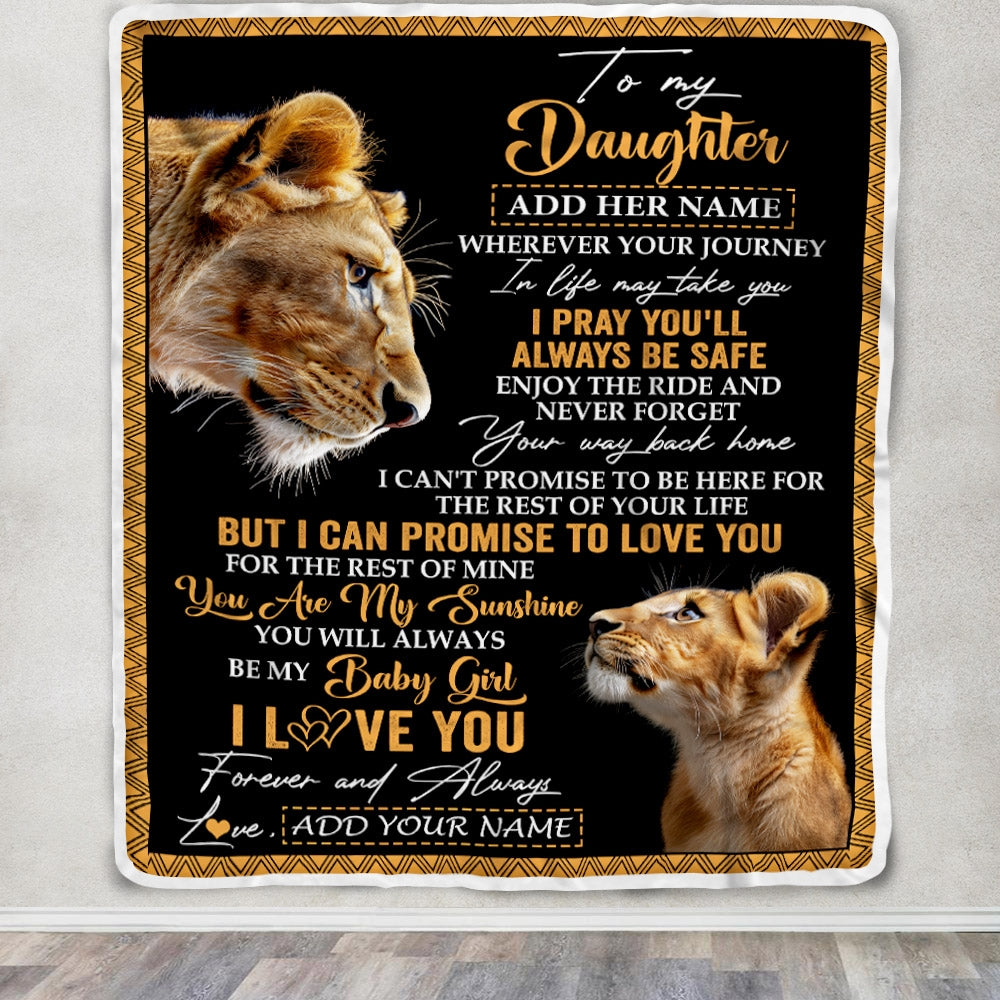 Personalized To My Daughter Gifts Blanket From Mom Mother Wherever Your Journey In Life Lion Daughter Birthday Gifts Christmas Customized Fleece Blanket | teecentury