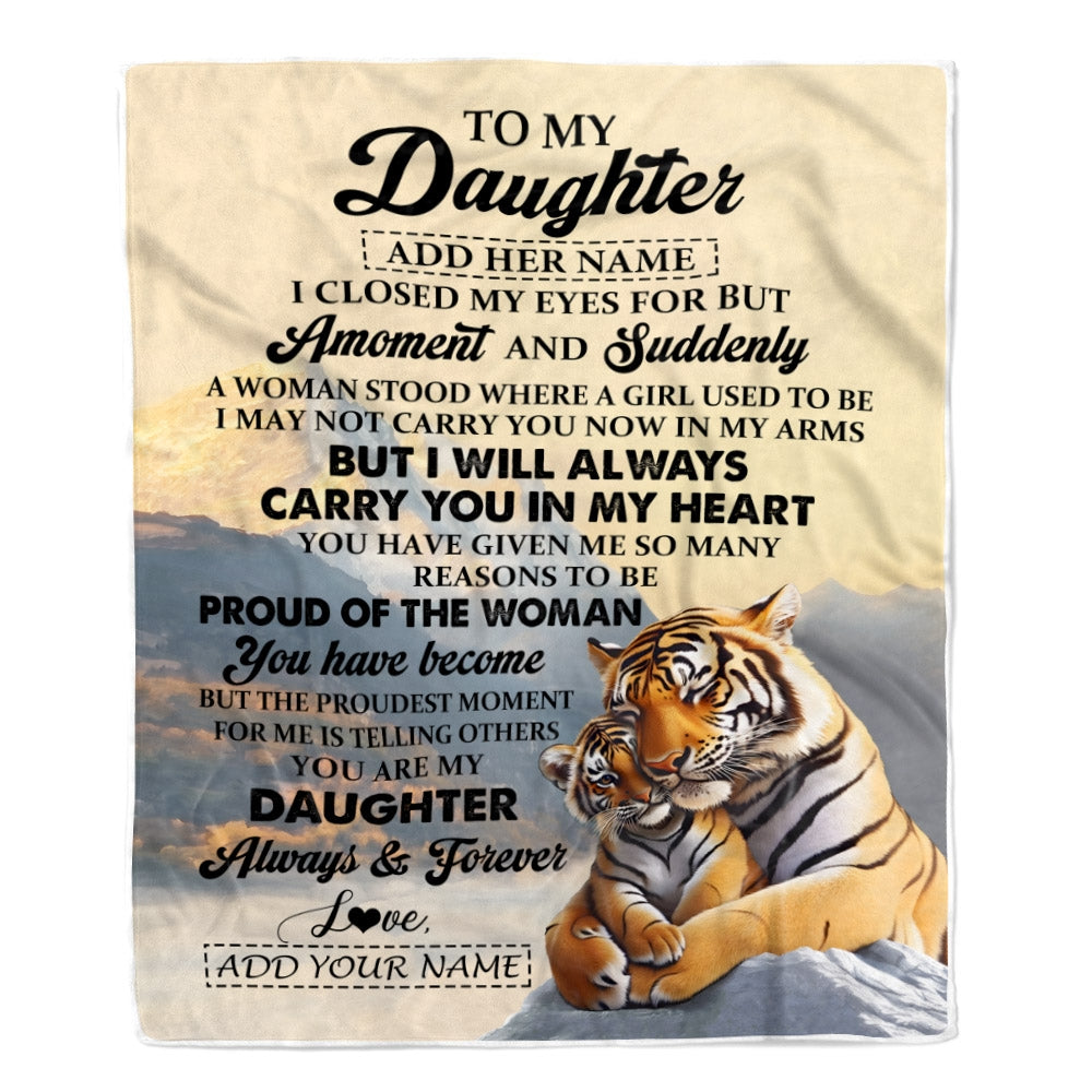 Personalized To My Daughter Gifts Blanket Tiger From Mom Dad Mother You Are My Daughter Birthday Gifts Graduation Christmas Custom Fleece Throw Blanket | teecentury