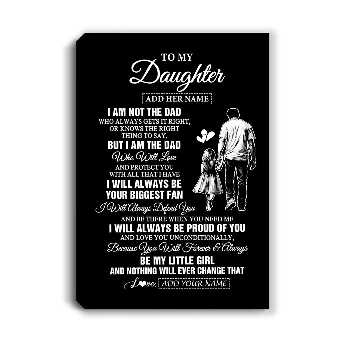 Personalized To My Daughter Gifts Canvas From Dad Father Biggest Fan Birthday Gifts For Daughter From Dad Daughter Christmas Custom Wall Art Framed Canvas | teecentury