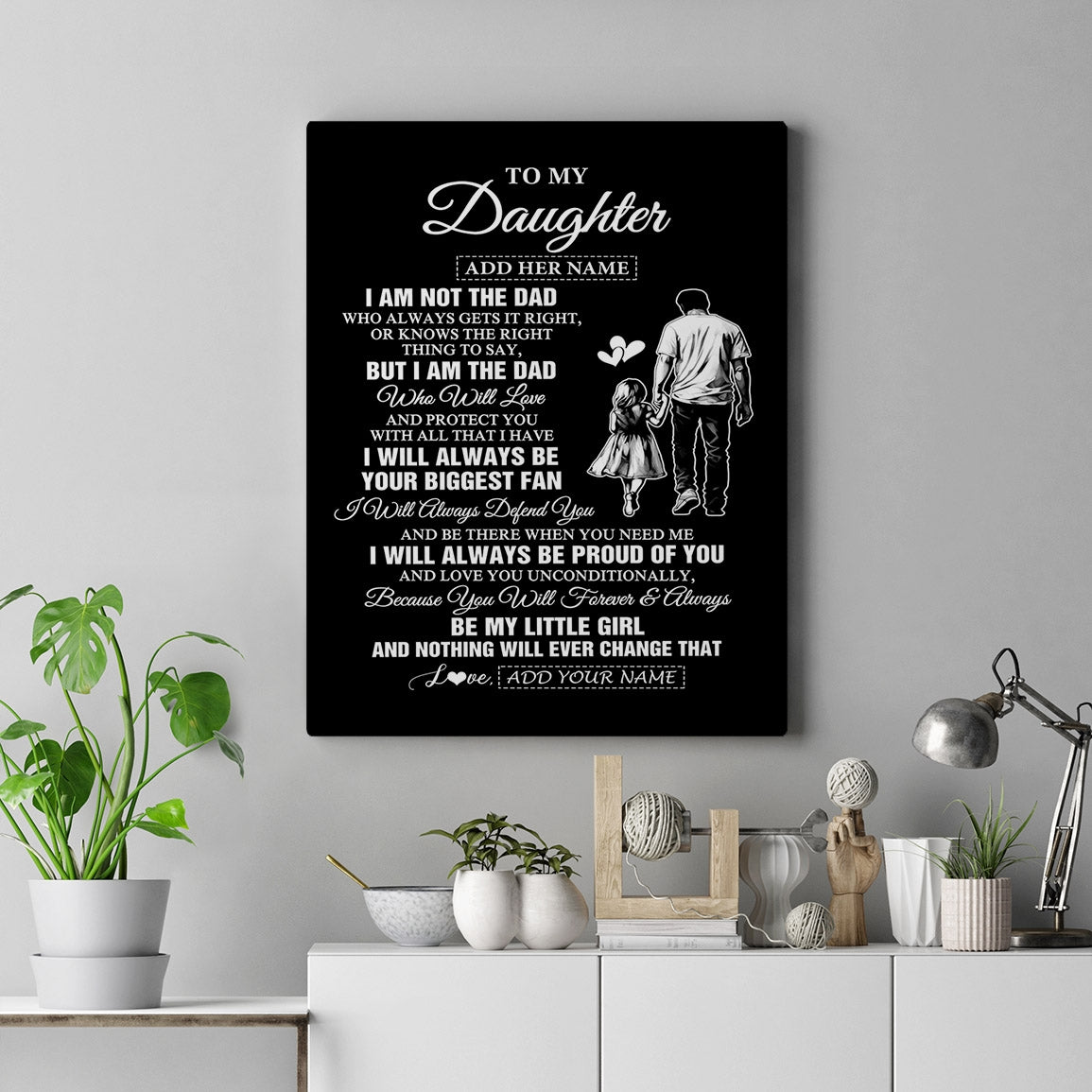 Personalized To My Daughter Gifts Canvas From Dad Father Biggest Fan Birthday Gifts For Daughter From Dad Daughter Christmas Custom Wall Art Framed Canvas | teecentury
