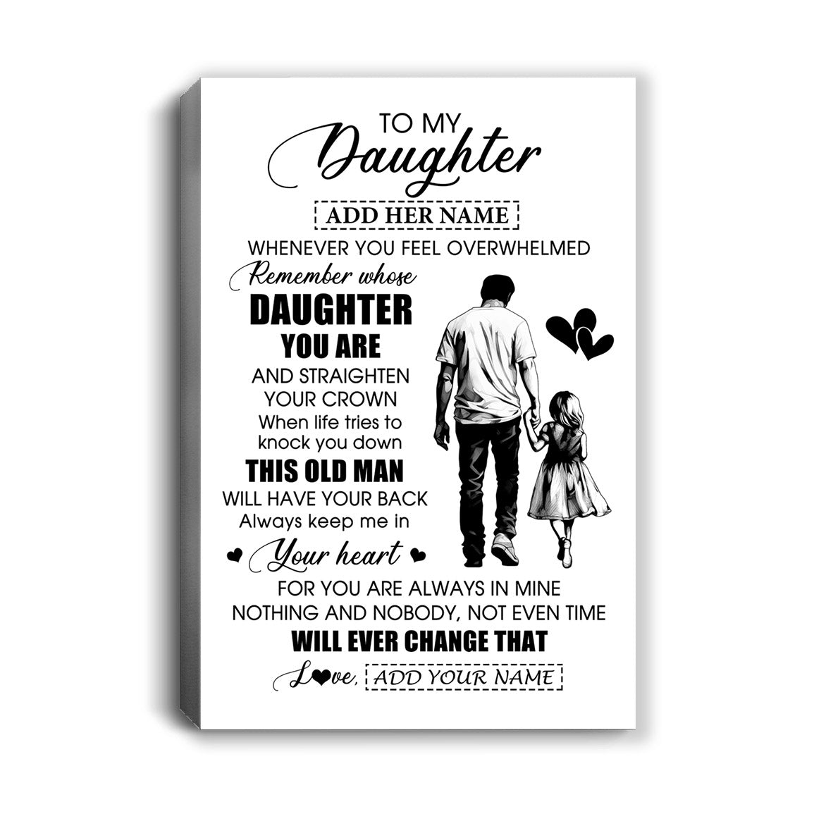 Personalized To My Daughter Gifts Canvas From Dad Father Whenever Man Unique Birthday Gifts For Daughter Graduation Christmas Custom Wall Art Print Framed Canvas | teecentury