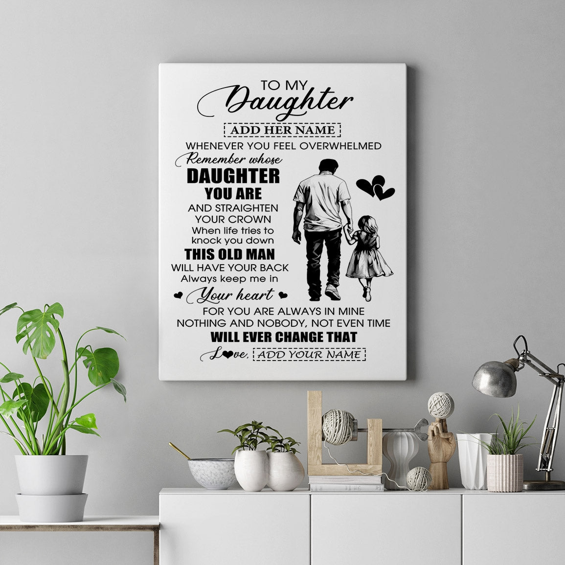 Personalized To My Daughter Gifts Canvas From Dad Father Whenever Man Unique Birthday Gifts For Daughter Graduation Christmas Custom Wall Art Print Framed Canvas | teecentury