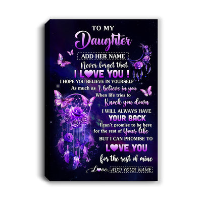 Personalized To My Daughter Gifts Canvas From Mom Dad Floral Butterfly Love You Daughter Birthday Gifts Graduation Christmas Custom Wall Art Printed Framed Canvas | teecentury