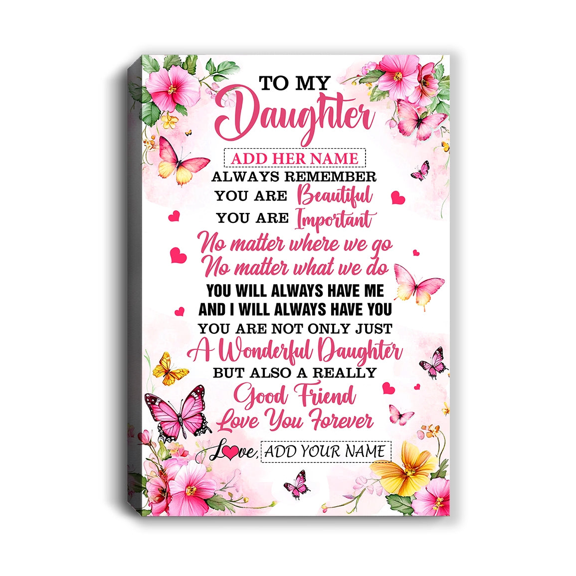 Personalized To My Daughter Gifts Canvas From Mom Dad Mother Father You Are Beautiful Birthday Gifts For Daughter Graduation Christmas Custom Wall Art Framed Canvas | teecentury