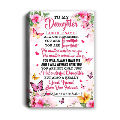 Personalized To My Daughter Gifts Canvas From Mom Dad Mother Father You Are Beautiful Birthday Gifts For Daughter Graduation Christmas Custom Wall Art Framed Canvas | teecentury