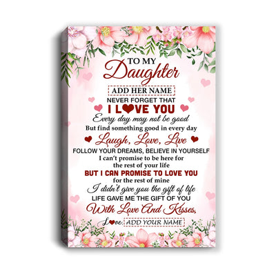 Personalized To My Daughter Gifts Canvas From Mom Dad Mother Floral I Love You Birthday Gifts For Daughter Graduation Christmas Customized Wall Art Framed Canvas | teecentury