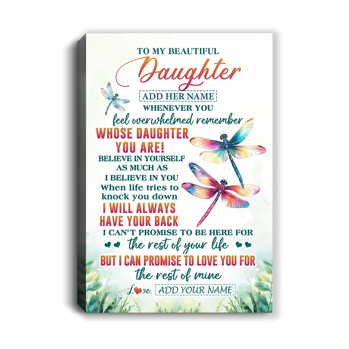 Personalized To My Daughter Gifts Canvas From Mom Dad Mother Whenever You Feel Dragonfly Daughter Birthday Gifts Christmas Custom Wall Art Framed Canvas | teecentury