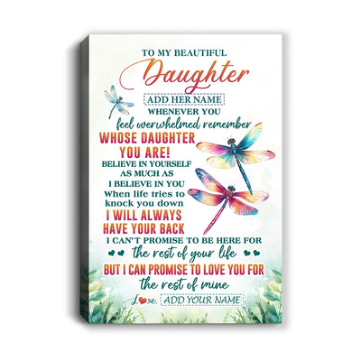 Personalized To My Daughter Gifts Canvas From Mom Dad Mother Whenever You Feel Dragonfly Daughter Birthday Gifts Christmas Custom Wall Art Framed Canvas | teecentury