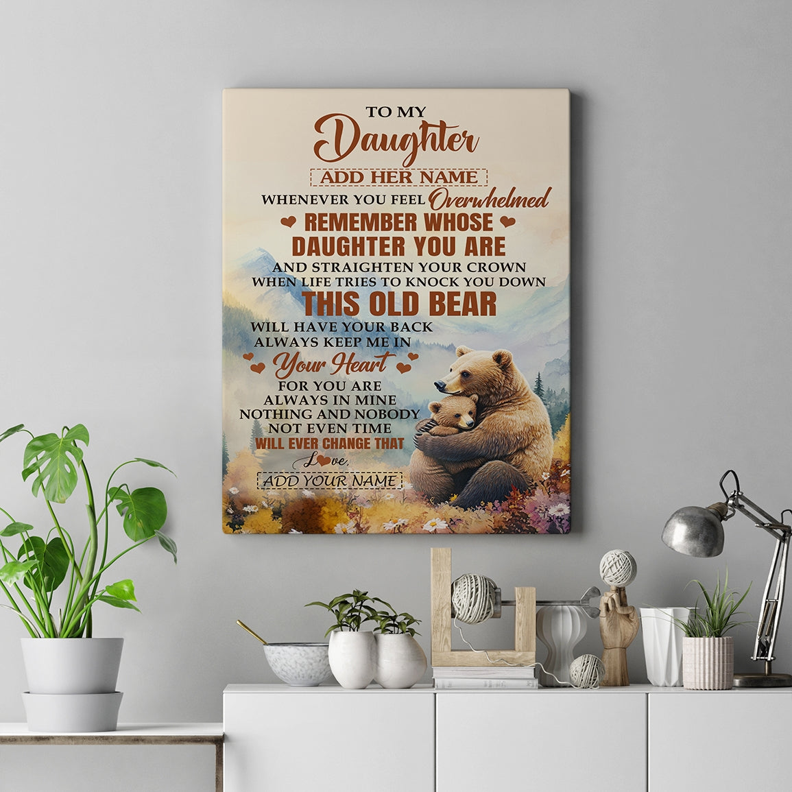 Personalized To My Daughter Gifts Canvas From Mom Dad Whenever Bear Unique Birthday Gifts For Daughter Graduation Christmas Custom Wall Art Print Framed Canvas | teecentury