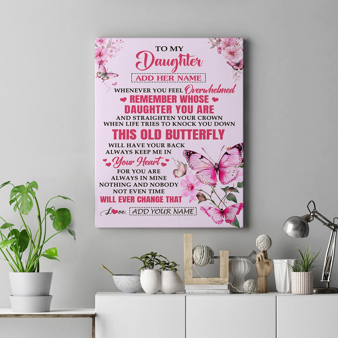 Personalized To My Daughter Gifts Canvas From Mom Dad Whenever Butterfly Unique Birthday Gifts For Daughter Graduation Christmas Custom Wall Art Print Framed Canvas | teecentury