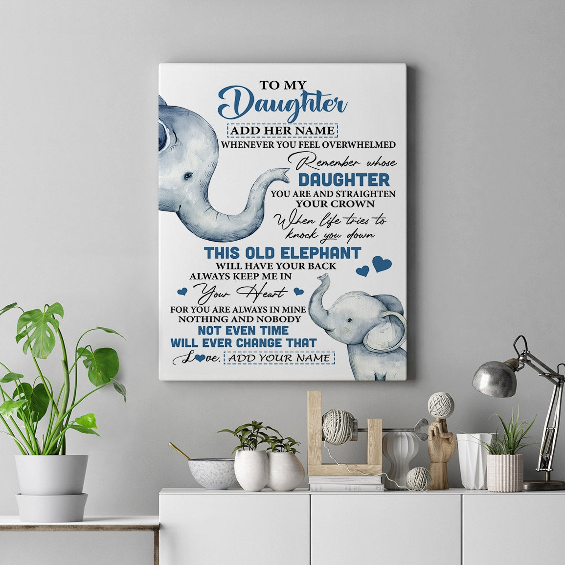 Personalized To My Daughter Gifts Canvas From Mom Dad Whenever Elephant Unique Birthday Gifts For Daughter Graduation Christmas Custom Custom Art Print Framed Canvas | teecentury