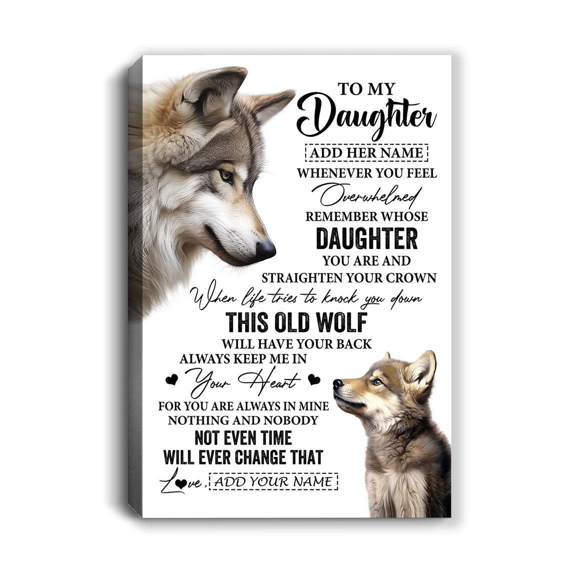 Personalized To My Daughter Gifts Canvas From Mom Dad Whenever Wolf Unique Birthday Gifts For Daughter Graduation Christmas Custom Wall Art Print Framed Canvas | teecentury