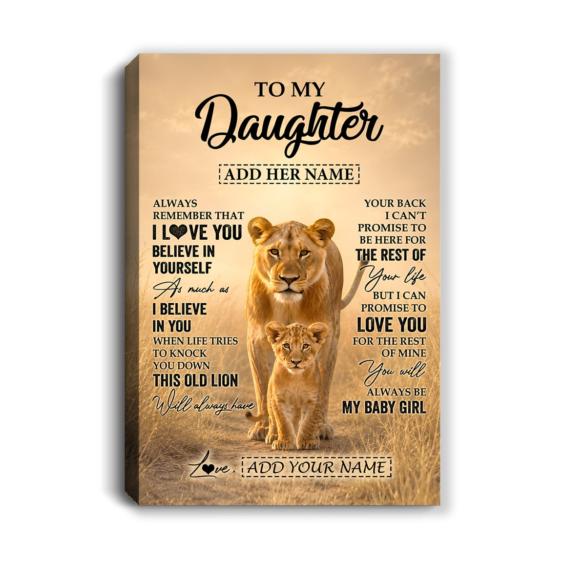 Personalized To My Daughter Gifts Canvas From Mom Mother Always Remember Lion Gifts For Daughter Birthday Graduation Christmas Custom Wall Art Framed Canvas | teecentury