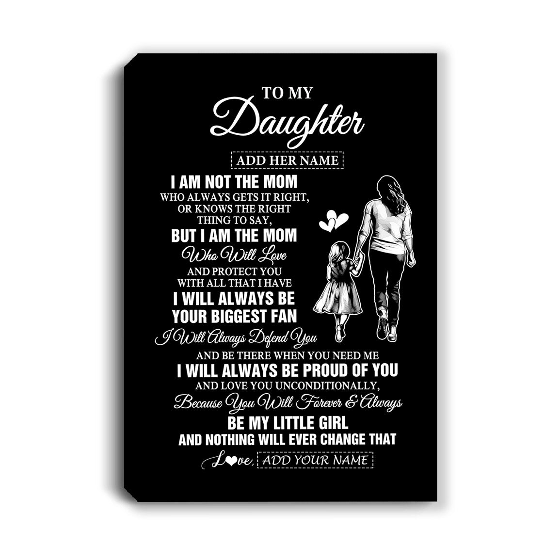 Personalized To My Daughter Gifts Canvas From Mom Mother Biggest Fan Birthday Gifts For Daughter From Mom Daughter Christmas Custom Wall Art Framed Canvas | teecentury