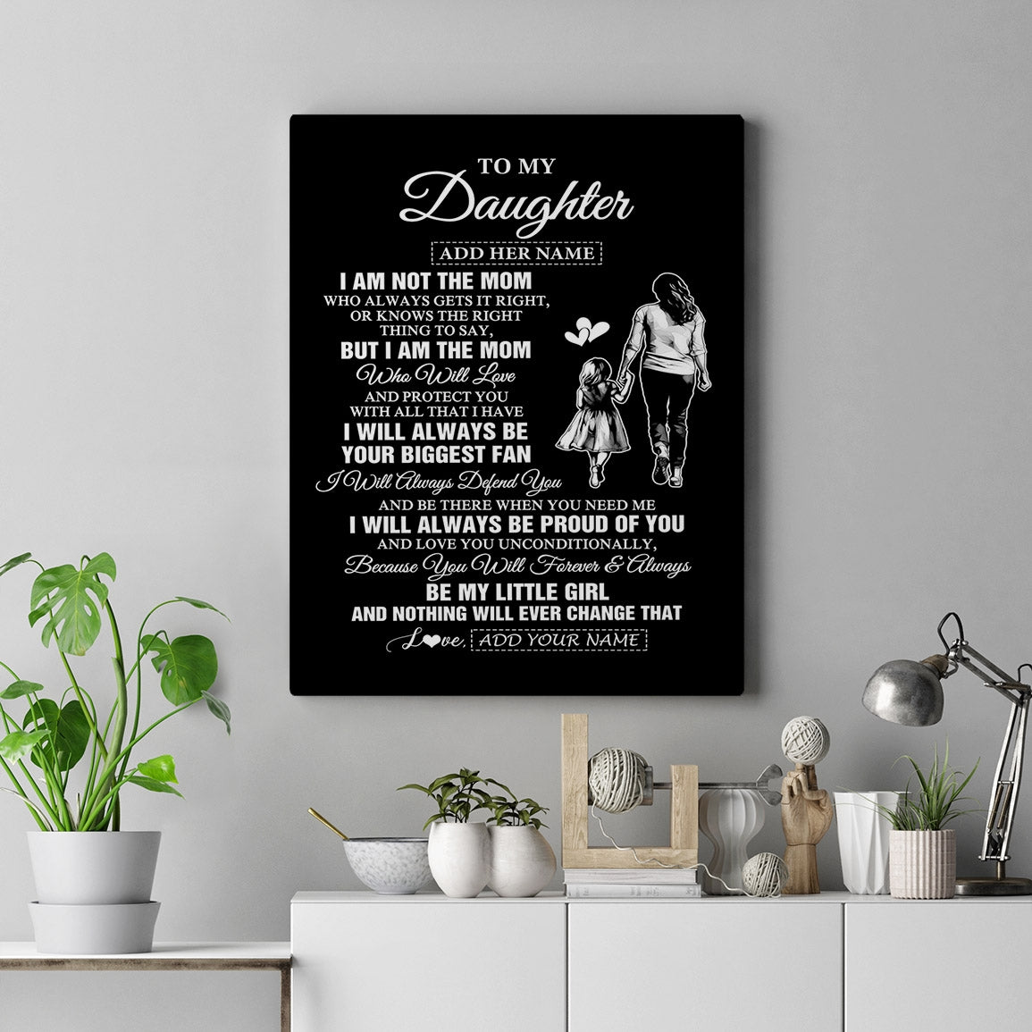 Personalized To My Daughter Gifts Canvas From Mom Mother Biggest Fan Birthday Gifts For Daughter From Mom Daughter Christmas Custom Wall Art Framed Canvas | teecentury