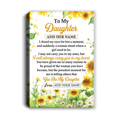 Personalized To My Daughter Gifts Canvas From Mom Mother Dad I Closed My Eyes Sunflower Best Daughter Birthday Gifts Christmas Custom Custom Art Print Framed Canvas | teecentury