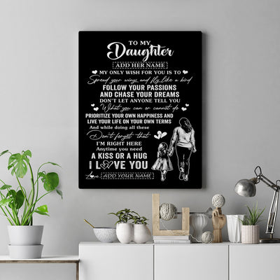Personalized To My Daughter Gifts Canvas From Mom Mother My Only Wish For You Daughter Birthday Gifts Graduation Christmas Custom Wall Art Print Framed Canvas | teecentury