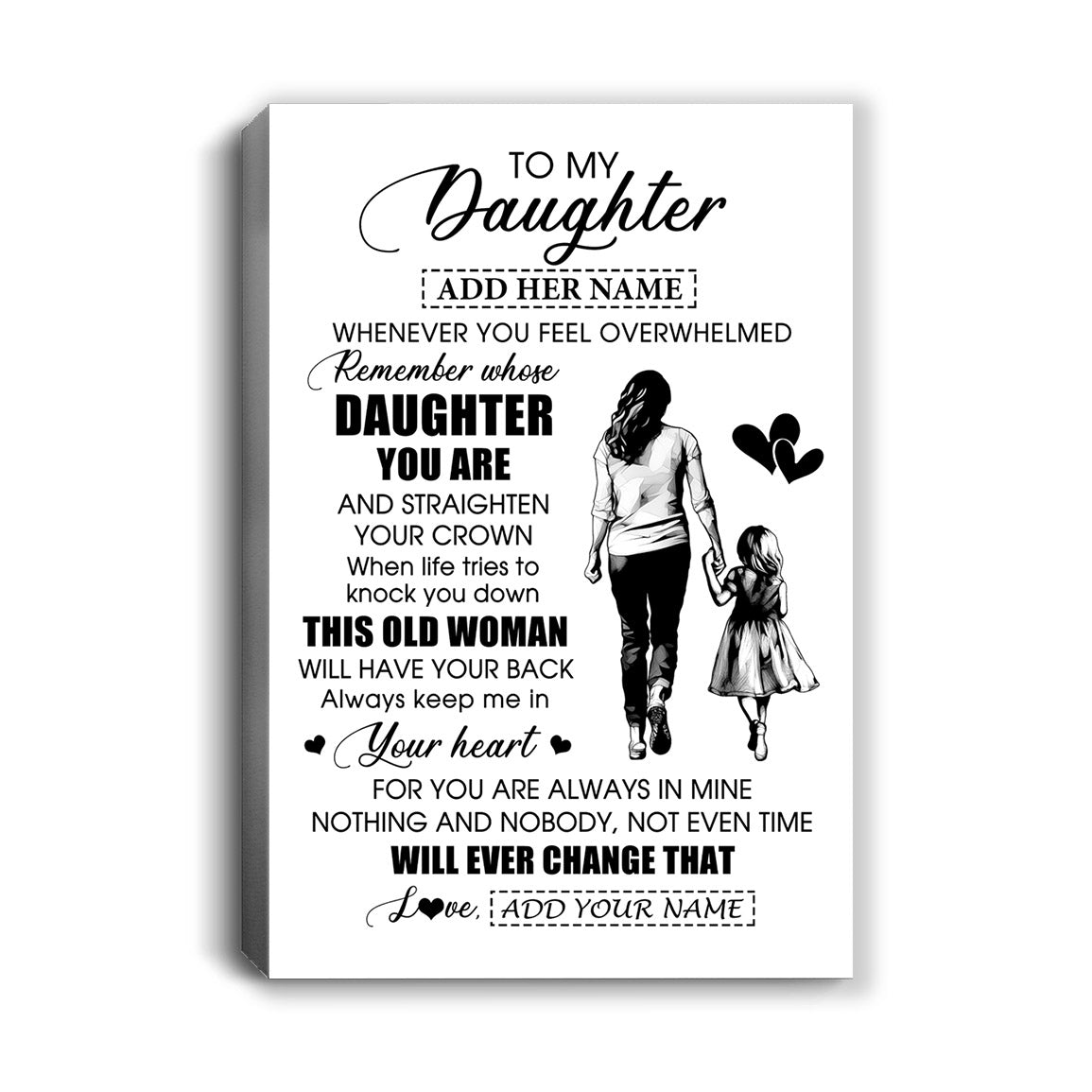 Personalized To My Daughter Gifts Canvas From Mom Mother Whenever Woman Unique Birthday Gifts For Daughter Graduation Christmas Custom Wall Art Print Framed Canvas | teecentury