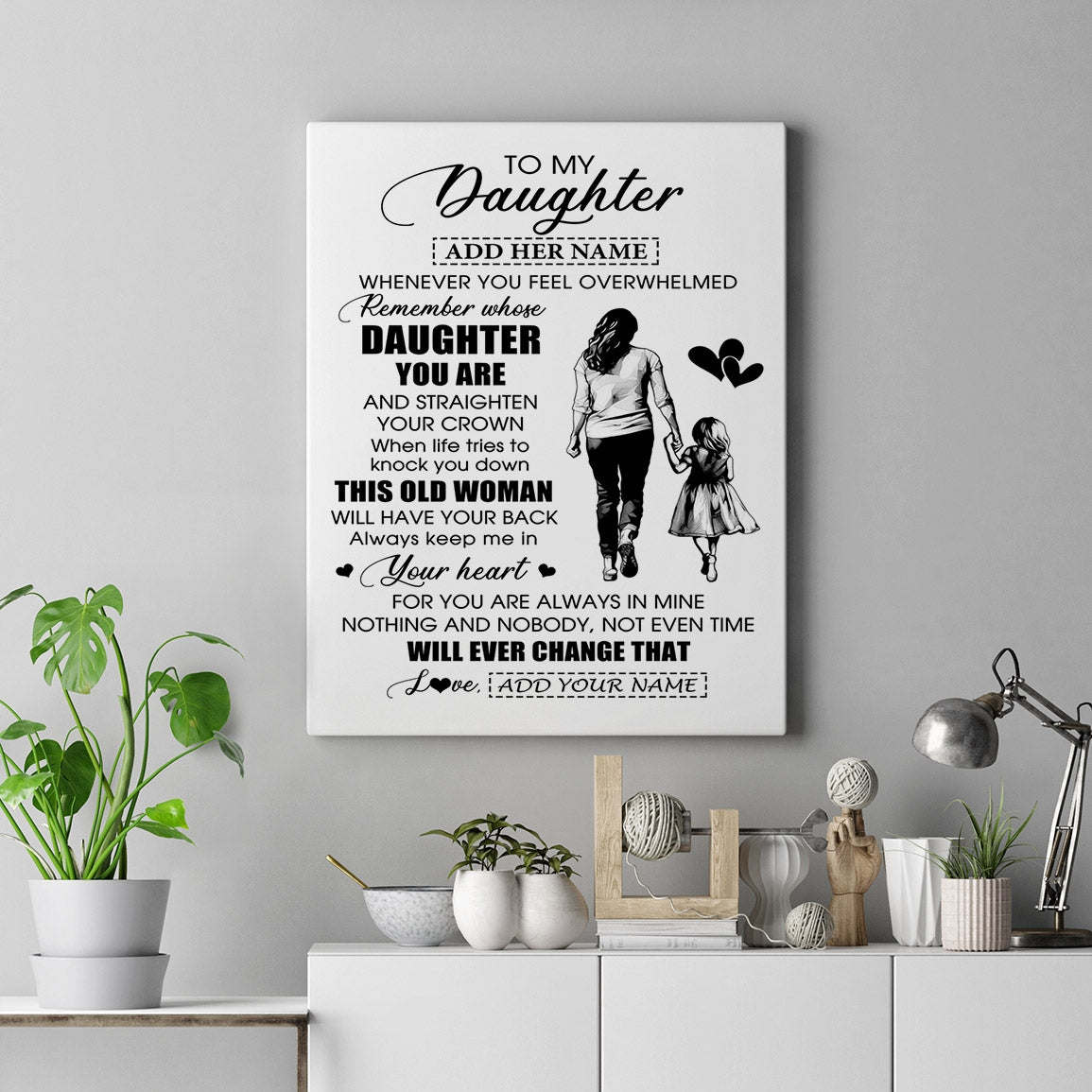 Personalized To My Daughter Gifts Canvas From Mom Mother Whenever Woman Unique Birthday Gifts For Daughter Graduation Christmas Custom Wall Art Print Framed Canvas | teecentury