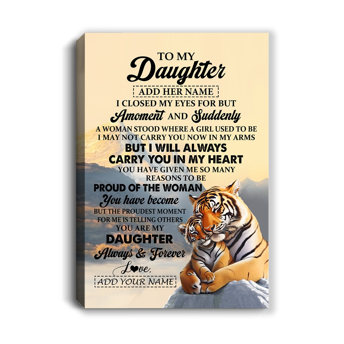 Personalized To My Daughter Gifts Canvas Tiger From Mom Dad Mother You Are My Daughter Birthday Gifts Graduation Christmas Custom Wall Art Framed Canvas Shirt & Hoodie | teecentury