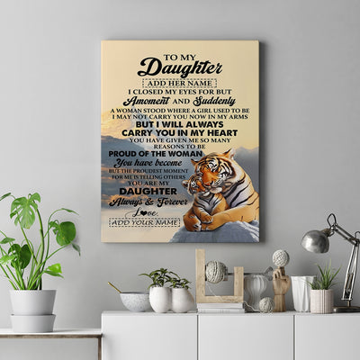 Personalized To My Daughter Gifts Canvas Tiger From Mom Dad Mother You Are My Daughter Birthday Gifts Graduation Christmas Custom Wall Art Framed Canvas Shirt & Hoodie | teecentury