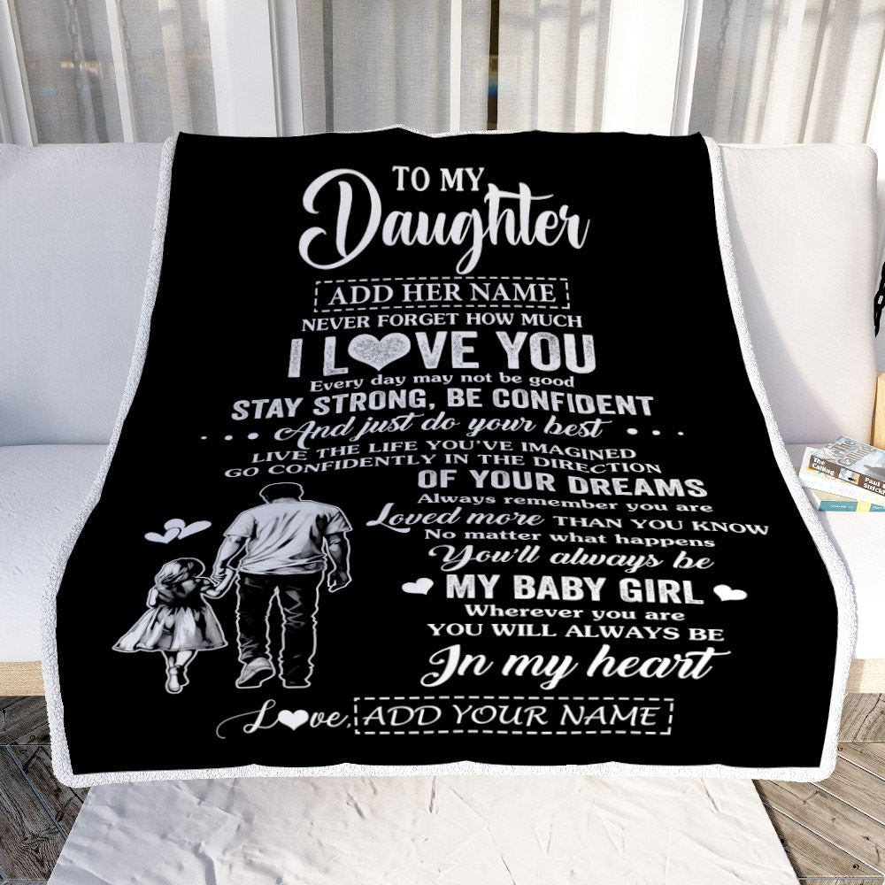 Personalized To My Daughter Gifts From Dad Blanket Never Forget How Much I Love You Daughter Birthday Graduation Christmas Customized Fleece Throw Blanket | teecentury