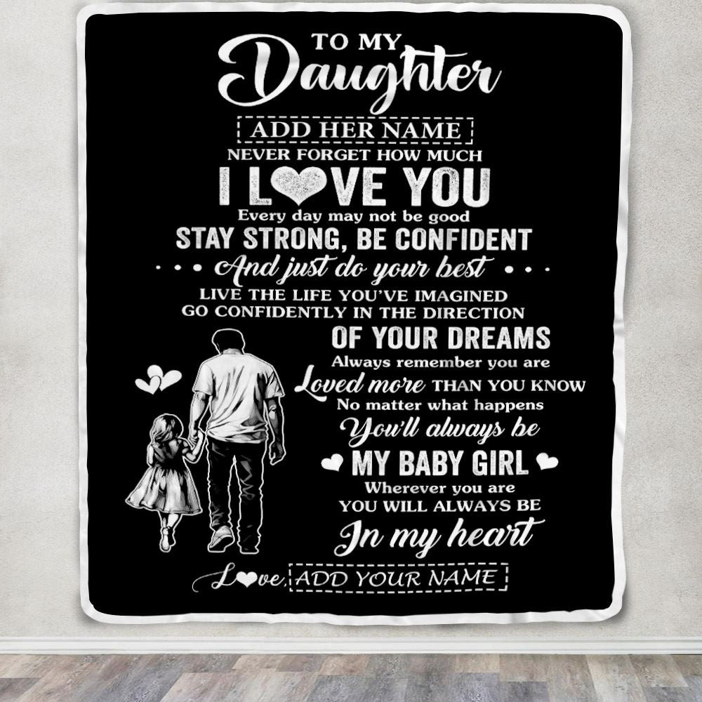 Personalized To My Daughter Gifts From Dad Blanket Never Forget How Much I Love You Daughter Birthday Graduation Christmas Customized Fleece Throw Blanket | teecentury