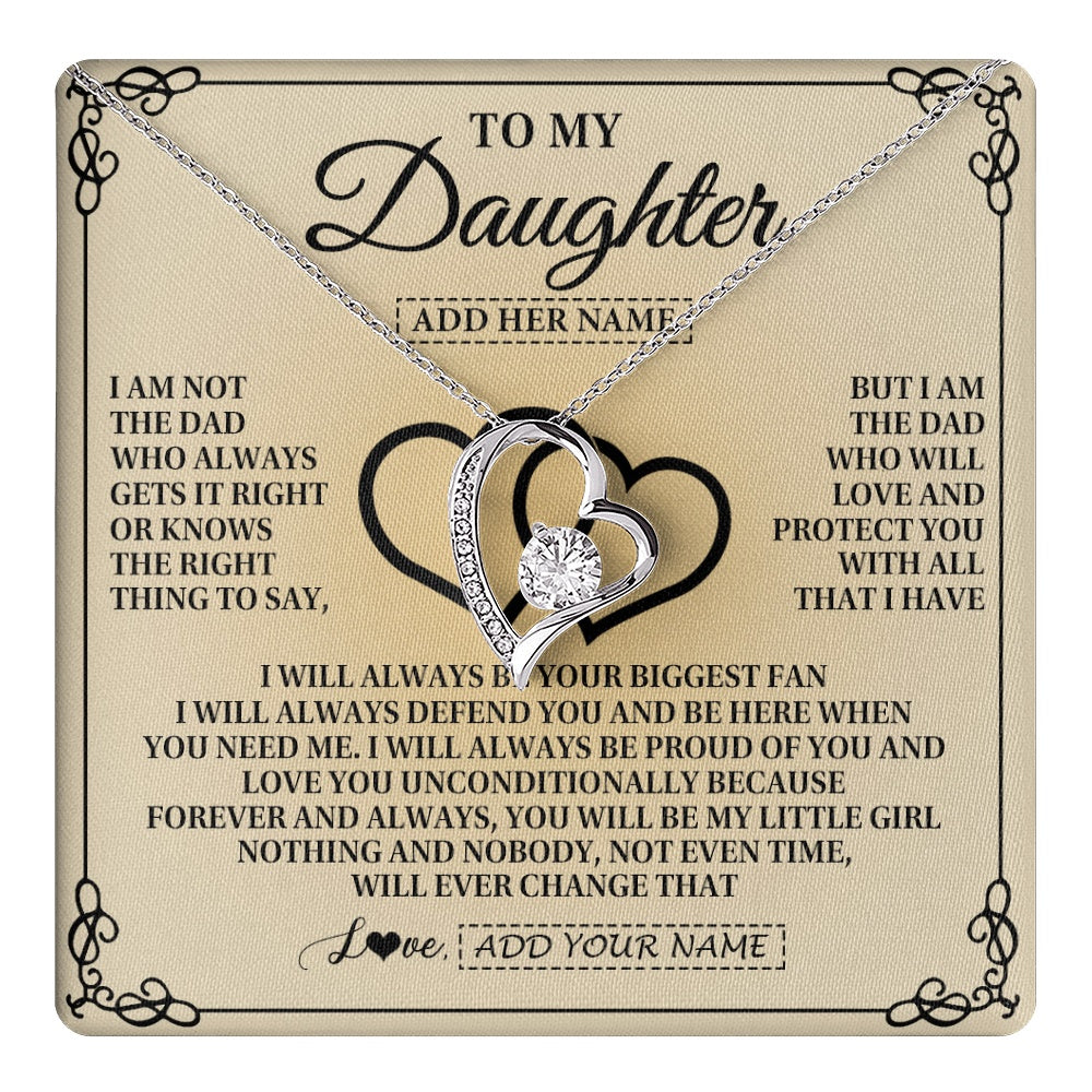 Forever Love Necklace 14K White Gold Finish | 1 | Personalized To My Daughter Gifts From Dad Daughter Birthday Gifts Jewelry For Women Father Daughter Pendant Necklace Christmas Custom Gift Box Message Card | teecentury.myshopify