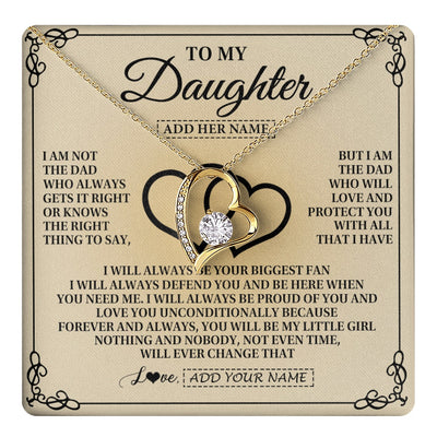 Forever Love Necklace 18K Yellow Gold Finish | 1 | Personalized To My Daughter Gifts From Dad Daughter Birthday Gifts Jewelry For Women Father Daughter Pendant Necklace Christmas Custom Gift Box Message Card | teecentury.myshopify