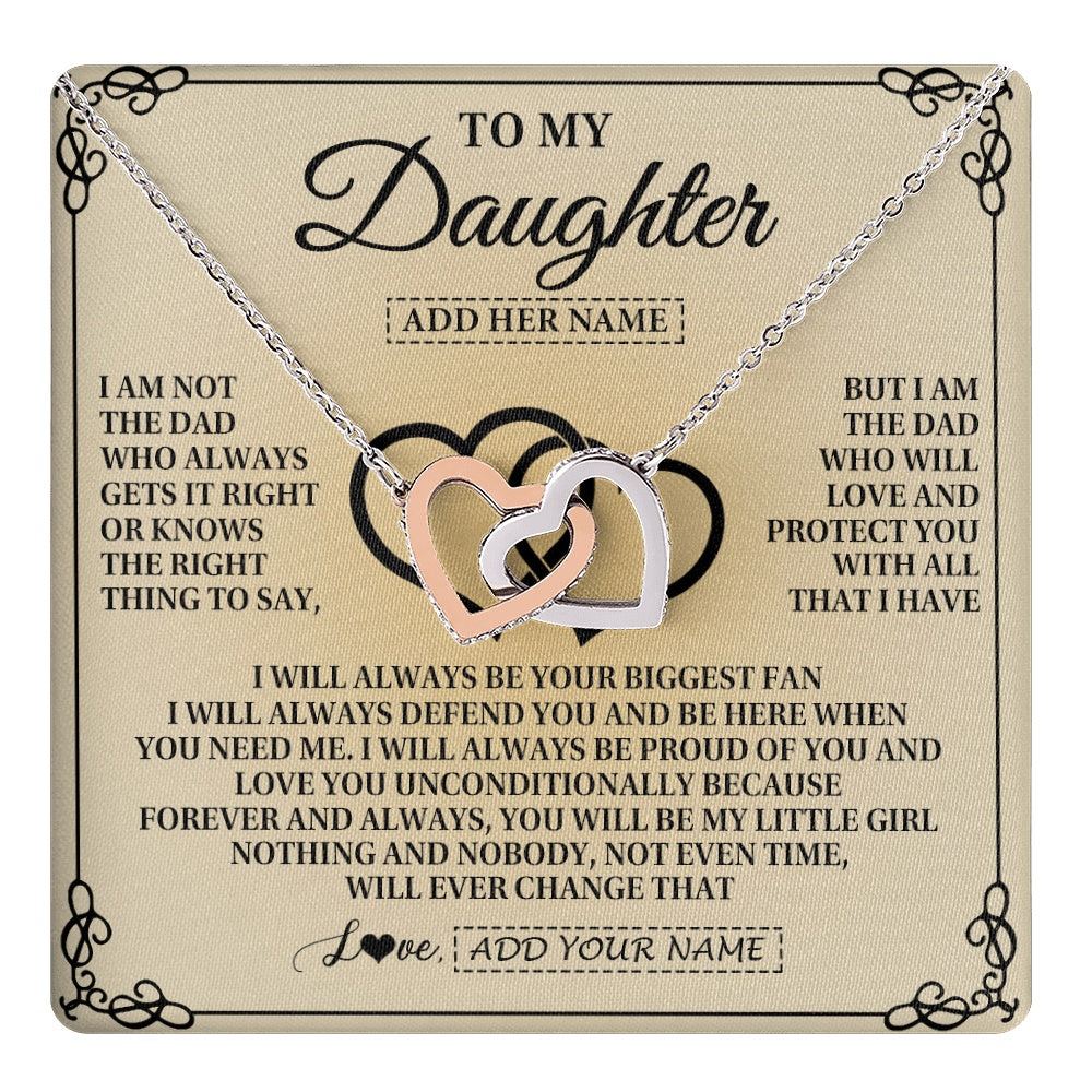 Interlocking Hearts Necklace Stainless Steel & Rose Gold Finish | 1 | Personalized To My Daughter Gifts From Dad Daughter Birthday Gifts Jewelry For Women Father Daughter Pendant Necklace Christmas Custom Gift Box Message Card | teecentury.myshopify