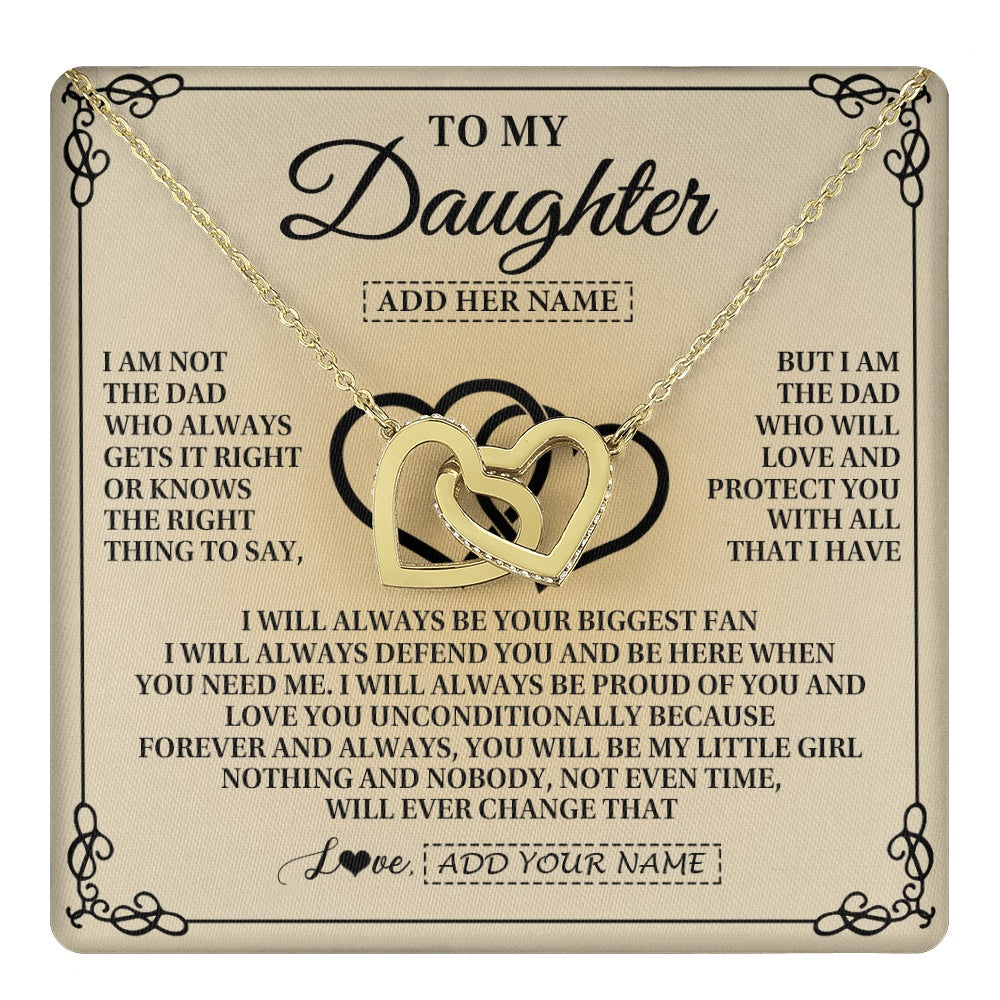 Interlocking Hearts Necklace 18K Yellow Gold Finish | 1 | Personalized To My Daughter Gifts From Dad Daughter Birthday Gifts Jewelry For Women Father Daughter Pendant Necklace Christmas Custom Gift Box Message Card | teecentury.myshopify
