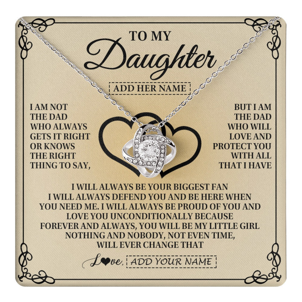 Love Knot Necklace 14K White Gold Finish | 1 | Personalized To My Daughter Gifts From Dad Daughter Birthday Gifts Jewelry For Women Father Daughter Pendant Necklace Christmas Custom Gift Box Message Card | teecentury.myshopify