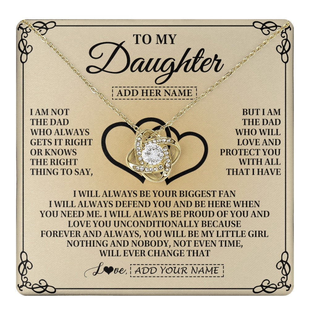 Love Knot Necklace 18K Yellow Gold Finish | 1 | Personalized To My Daughter Gifts From Dad Daughter Birthday Gifts Jewelry For Women Father Daughter Pendant Necklace Christmas Custom Gift Box Message Card | teecentury.myshopify