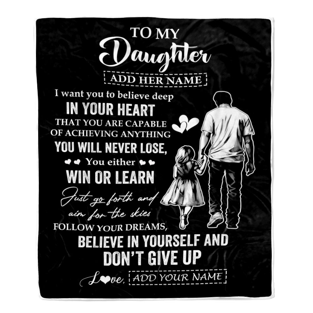 Personalized To My Daughter Gifts From Dad Father Blanket Don't Give Up Dad Gifts For Daughter Birthday Graduation Christmas Customized Fleece Throw Blanket | teecentury