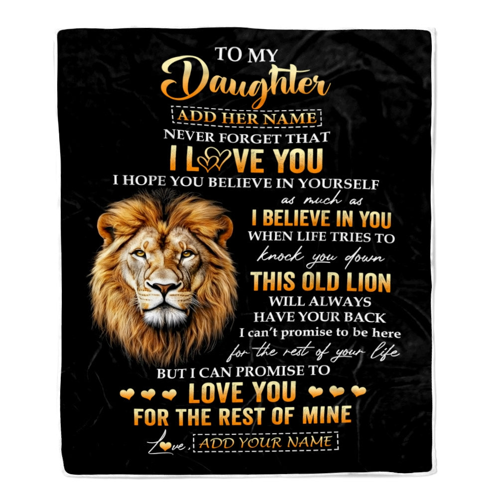 Personalized To My Daughter Gifts From Dad Father Blanket Old Lion Love You Daughter Birthday Gifts Graduation Christmas Customized Fleece Throw Blanket | teecentury