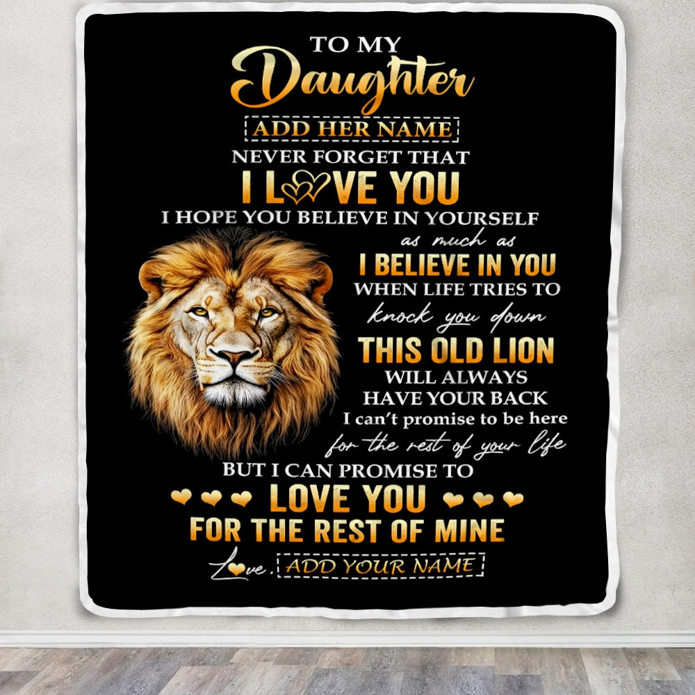Personalized To My Daughter Gifts From Dad Father Blanket Old Lion Love You Daughter Birthday Gifts Graduation Christmas Customized Fleece Throw Blanket | teecentury