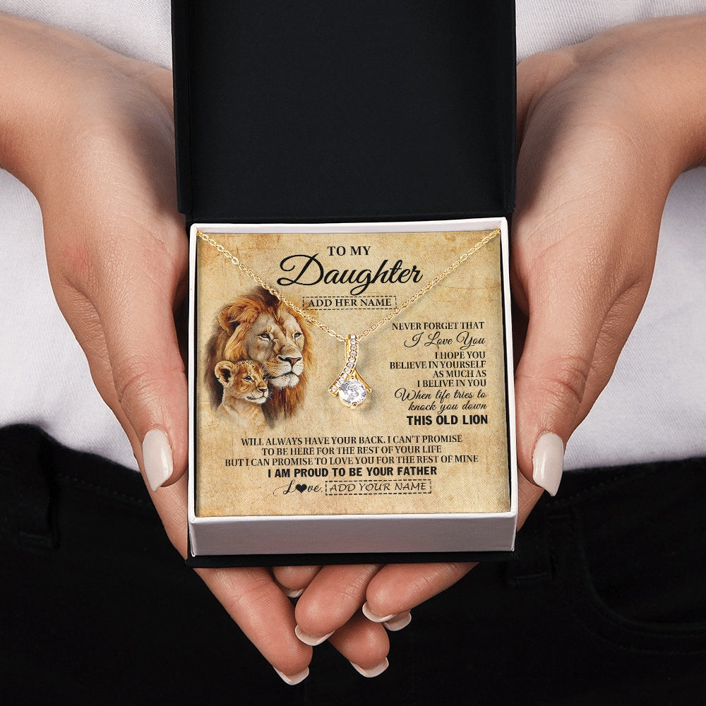 Alluring Beauty Necklace 18K Yellow Gold Finish | 2 | Personalized To My Daughter Gifts From Dad Father Lion Necklace I Love You Daughter Birthday Gifts From Dad Graduation Christmas Custom Gift Box Message Card | teecentury.myshopify