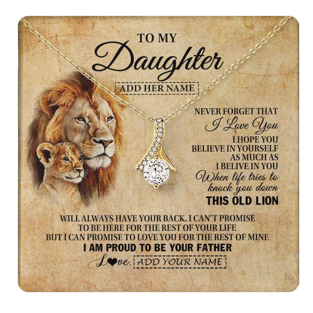Alluring Beauty Necklace 18K Yellow Gold Finish | 1 | Personalized To My Daughter Gifts From Dad Father Lion Necklace I Love You Daughter Birthday Gifts From Dad Graduation Christmas Custom Gift Box Message Card | teecentury.myshopify
