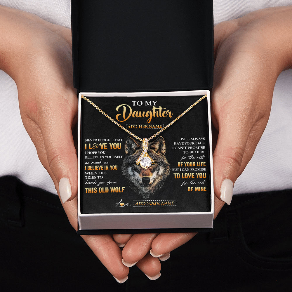 Alluring Beauty Necklace 18K Yellow Gold Finish | 2 | Personalized To My Daughter Gifts From Dad Father Mom Mother Necklace Old Wolf Love You Daughter Birthday Gifts Graduation Christmas Gift Box Message Card | teecentury